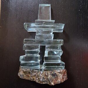 GLASS AND GRANITE 7 INCH TALL INUKSHUK HEAVY